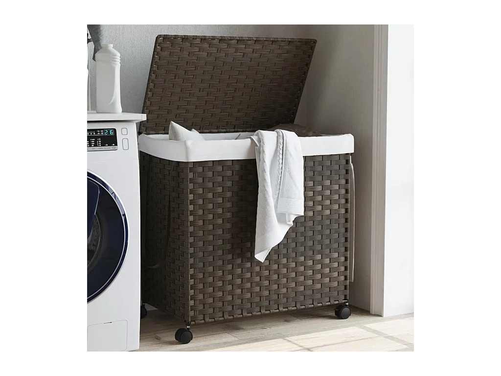 Panier à linge avec roulettes marron foncé 60x35x60,5 cm