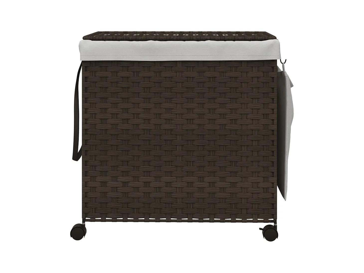 Panier à linge avec roulettes marron foncé 60x35x60,5 cm