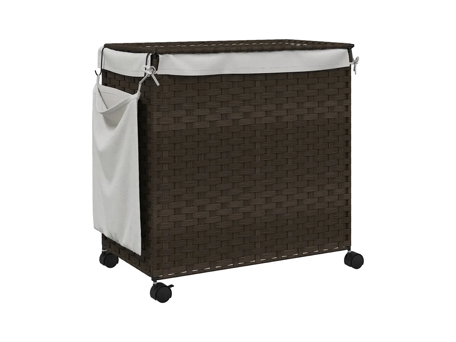 Panier à linge avec roulettes marron foncé 60x35x60,5 cm