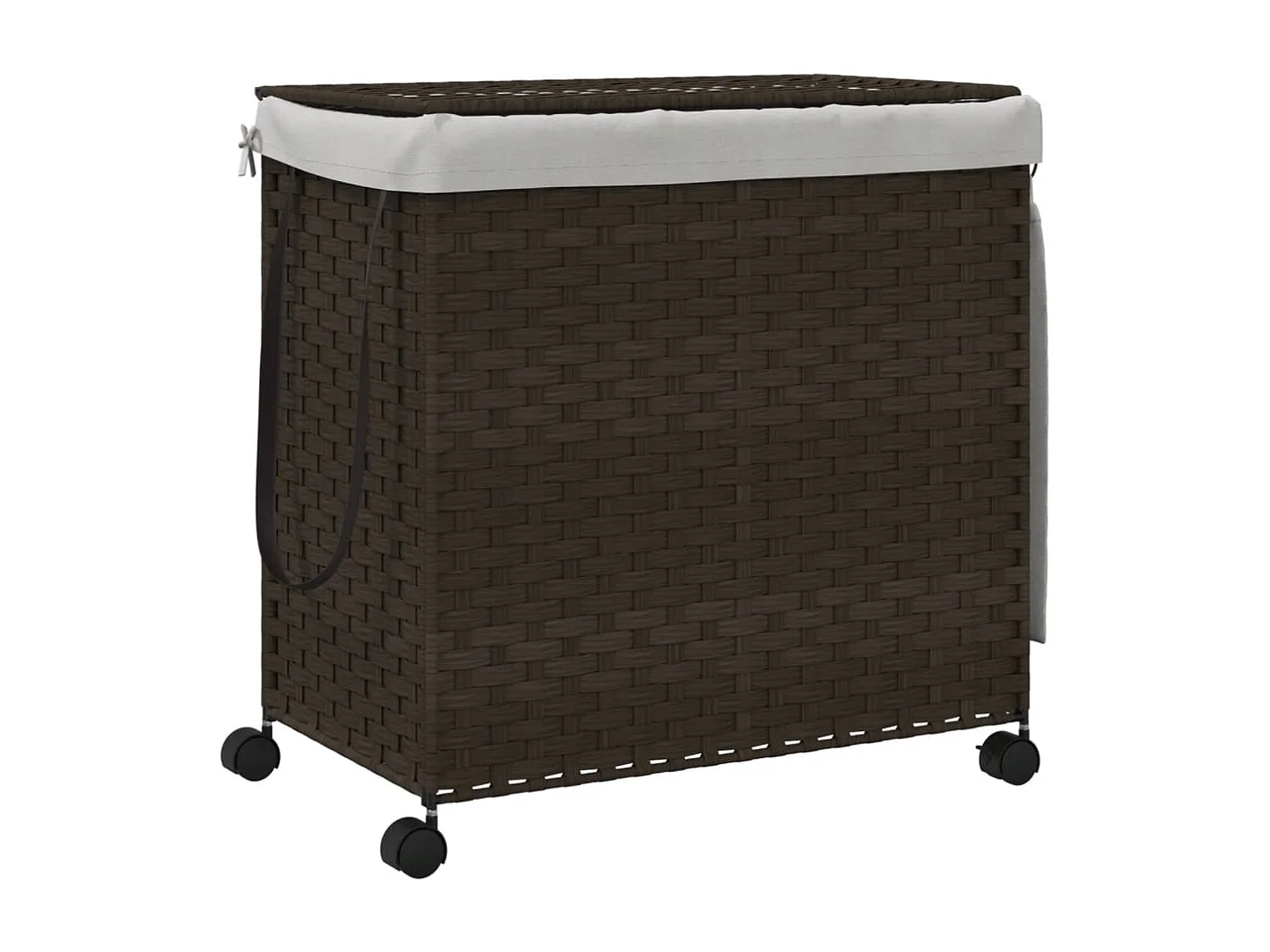 Panier à linge avec roulettes marron foncé 60x35x60,5 cm