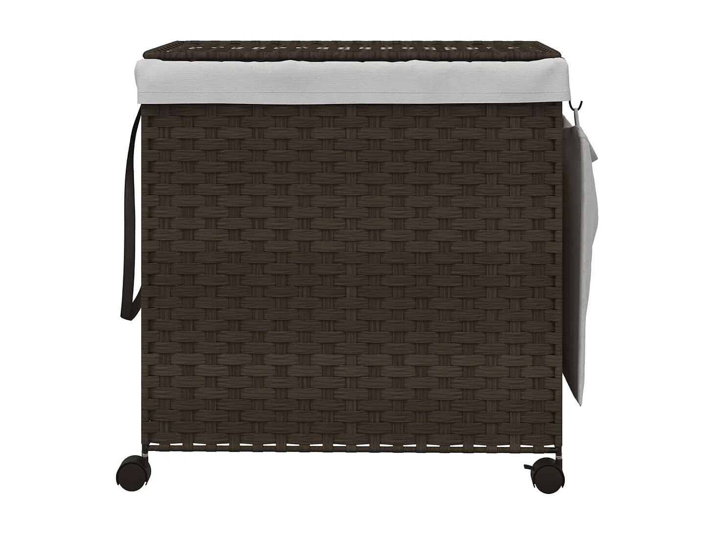Panier à linge avec roulettes marron foncé 60x35x60,5 cm