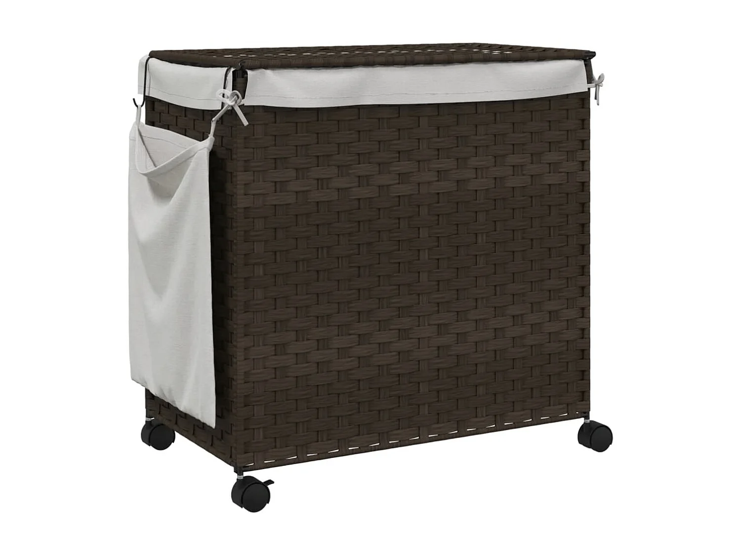 Panier à linge avec roulettes marron foncé 60x35x60,5 cm