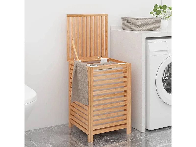 Cesta para la ropa 45x45x65 cm Madera maciza de nogal