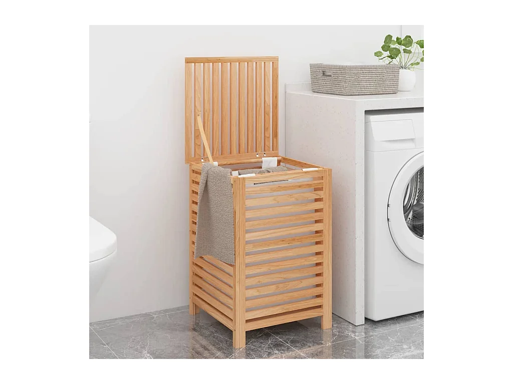 Panier à linge 45x45x65 cm Bois massif de noyer