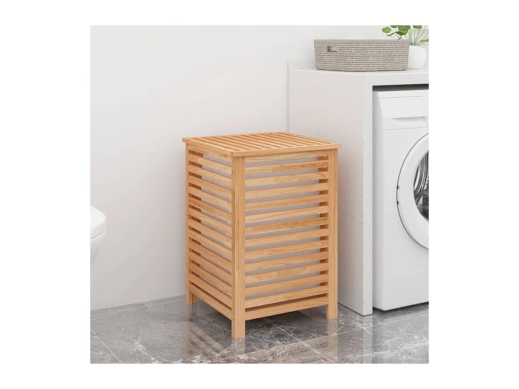 Panier à linge 45x45x65 cm Bois massif de noyer