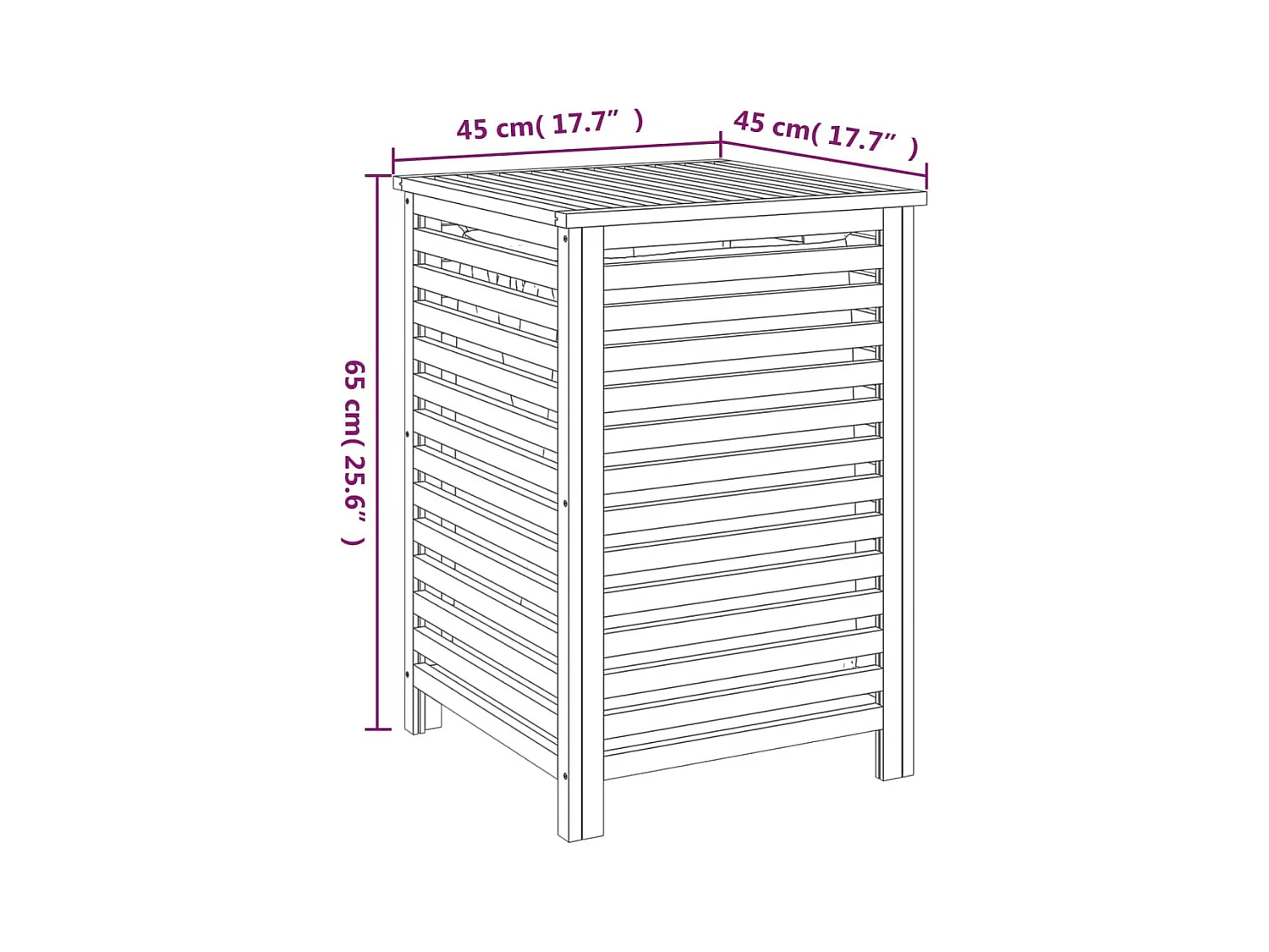 Panier à linge 45x45x65 cm Bois massif de noyer
