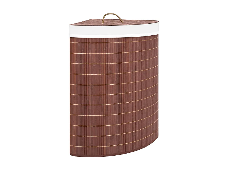 Cesta de lavandería esquinera de bambú marrón 60 L