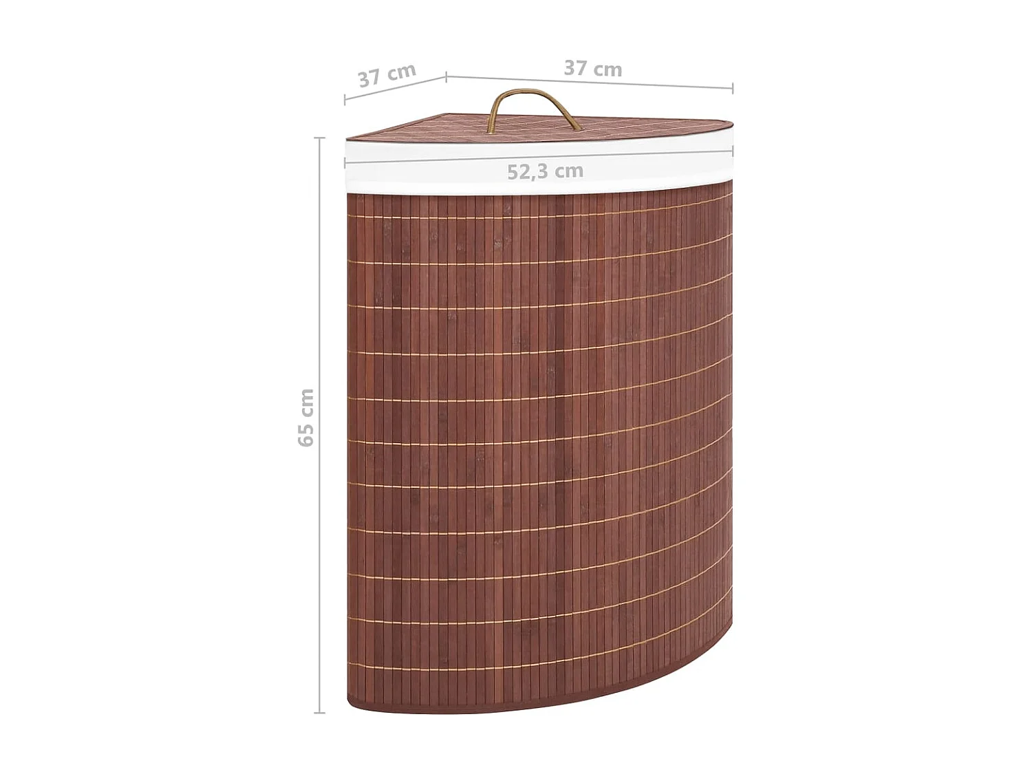 Panier à linge d'angle Bambou Marron 60 L