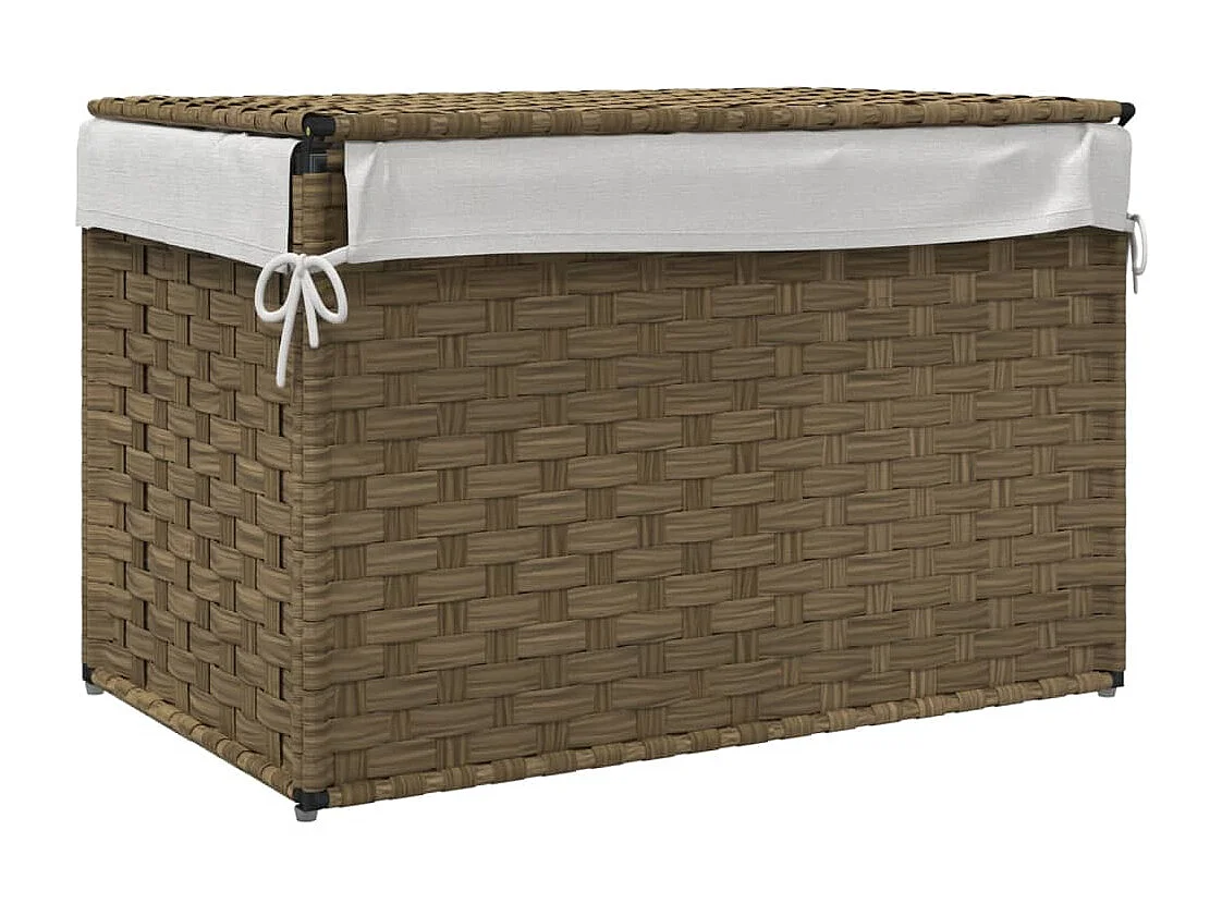 Cesto portabiancheria con coperchio 55,5x35x34 cm in resina intrecciata