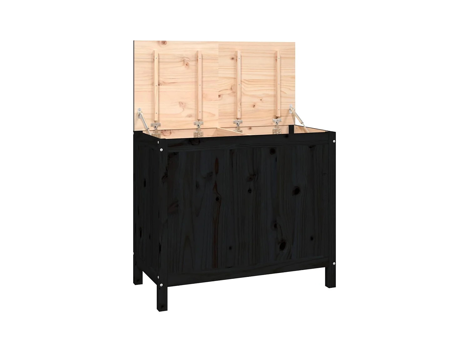 Boîte à linge Noir 88,5x44x76 cm Bois massif de pin