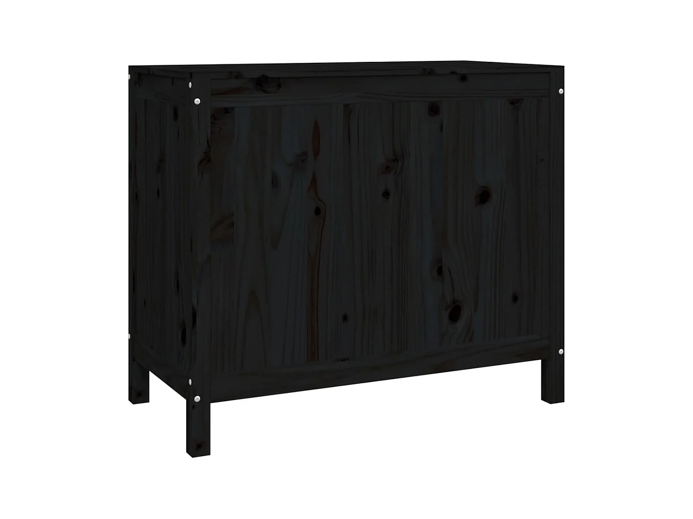 Boîte à linge Noir 88,5x44x76 cm Bois massif de pin