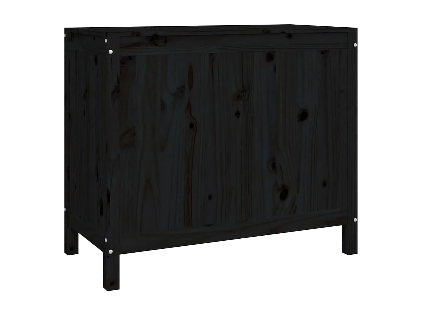 Boîte à linge Noir 88,5x44x76 cm Bois massif de pin