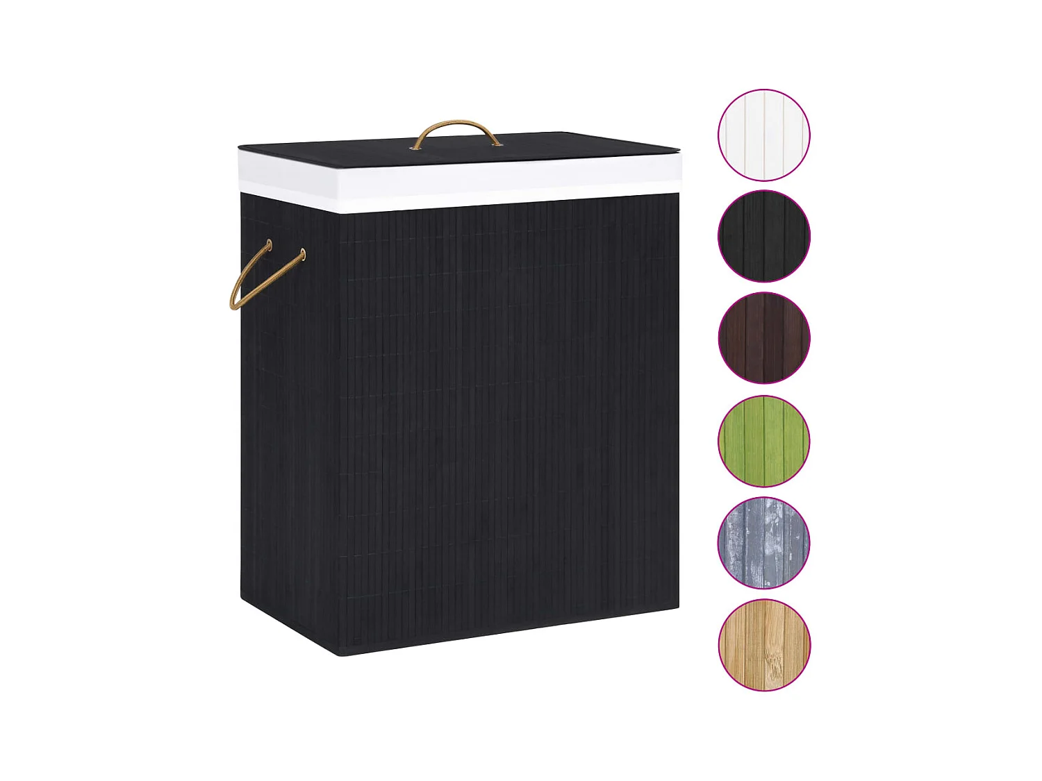 Panier à linge avec une seule section bambou noir 83 L