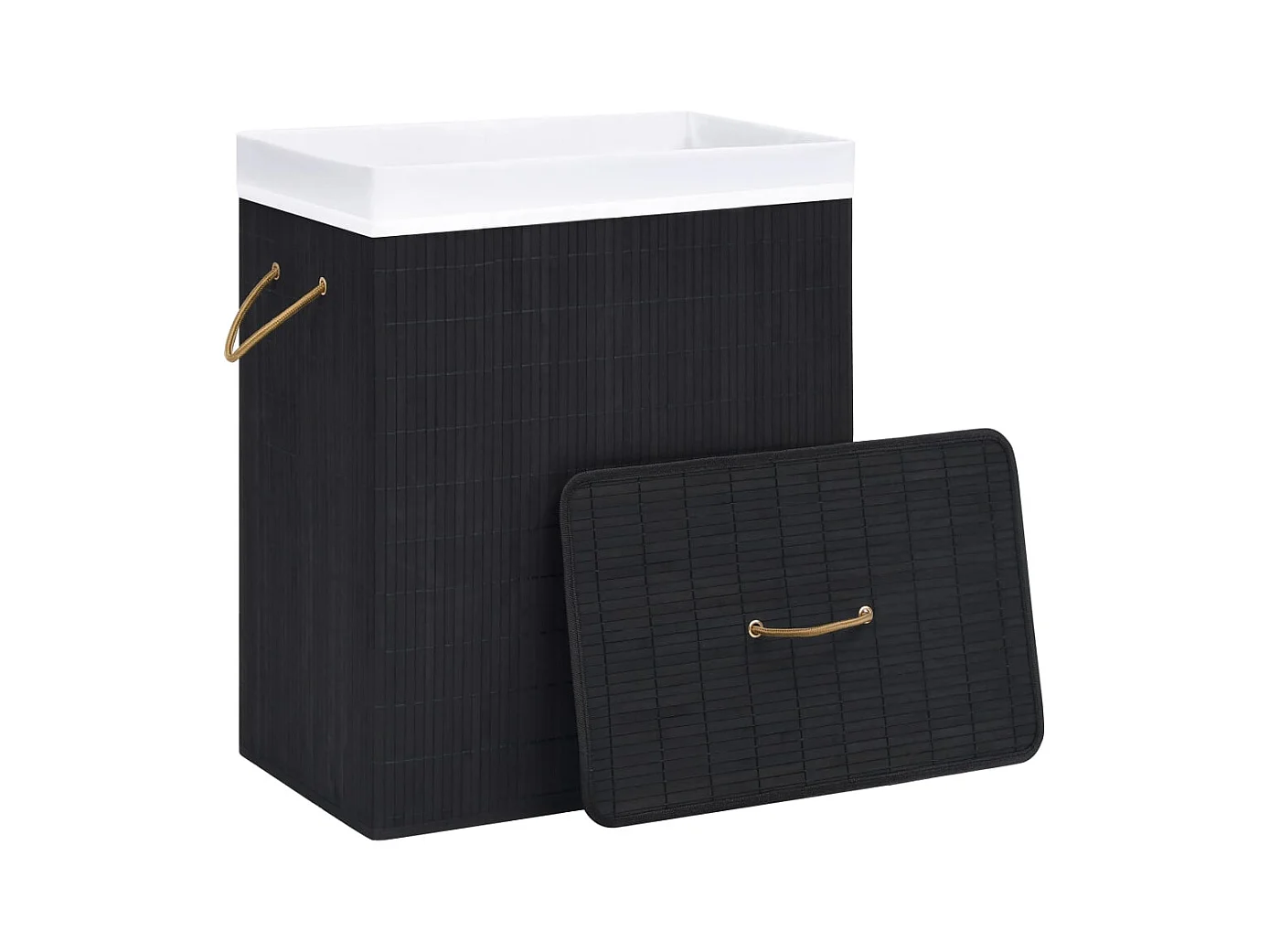 Panier à linge avec une seule section bambou noir 83 L