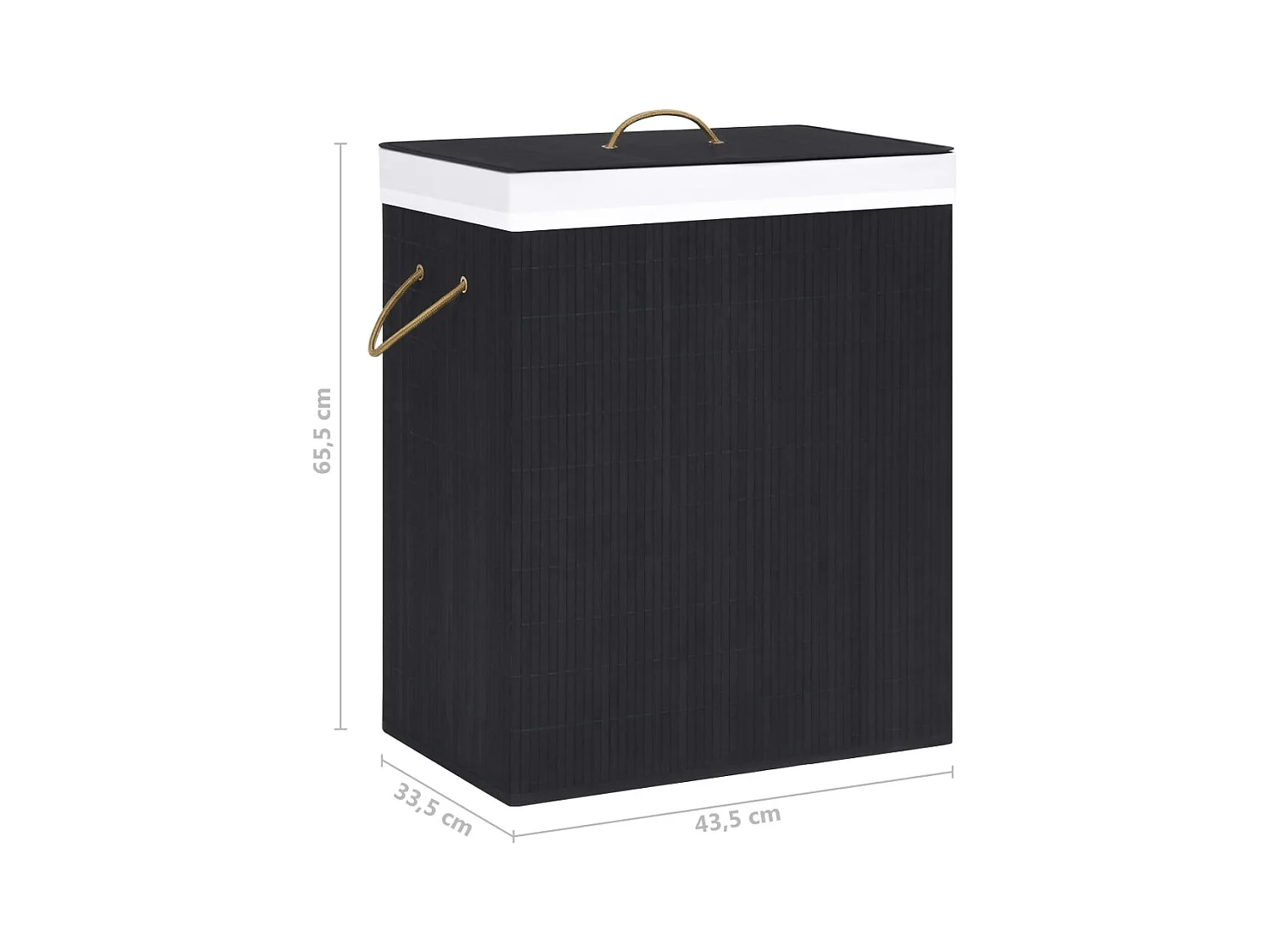 Panier à linge avec une seule section bambou noir 83 L