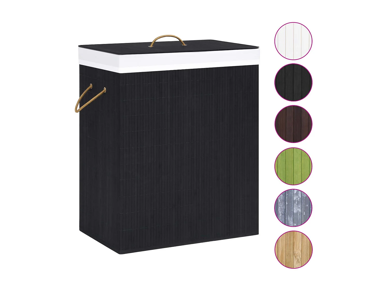 Panier à linge avec une seule section bambou noir 83 L