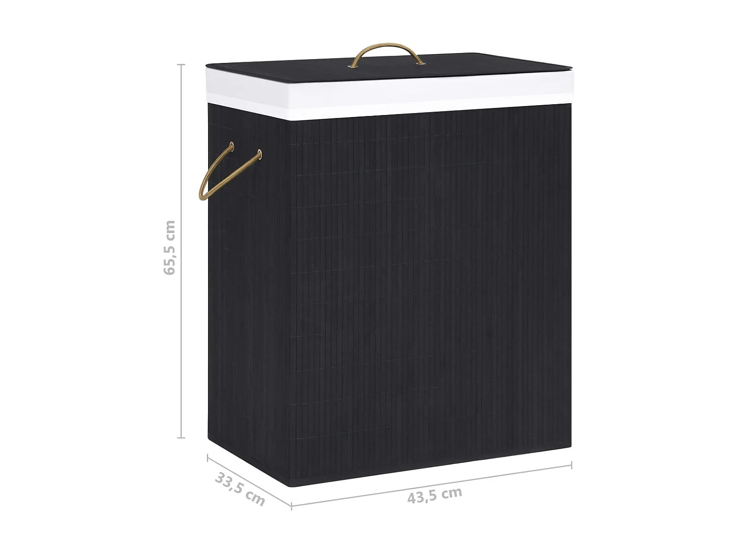 Panier à linge avec une seule section bambou noir 83 L