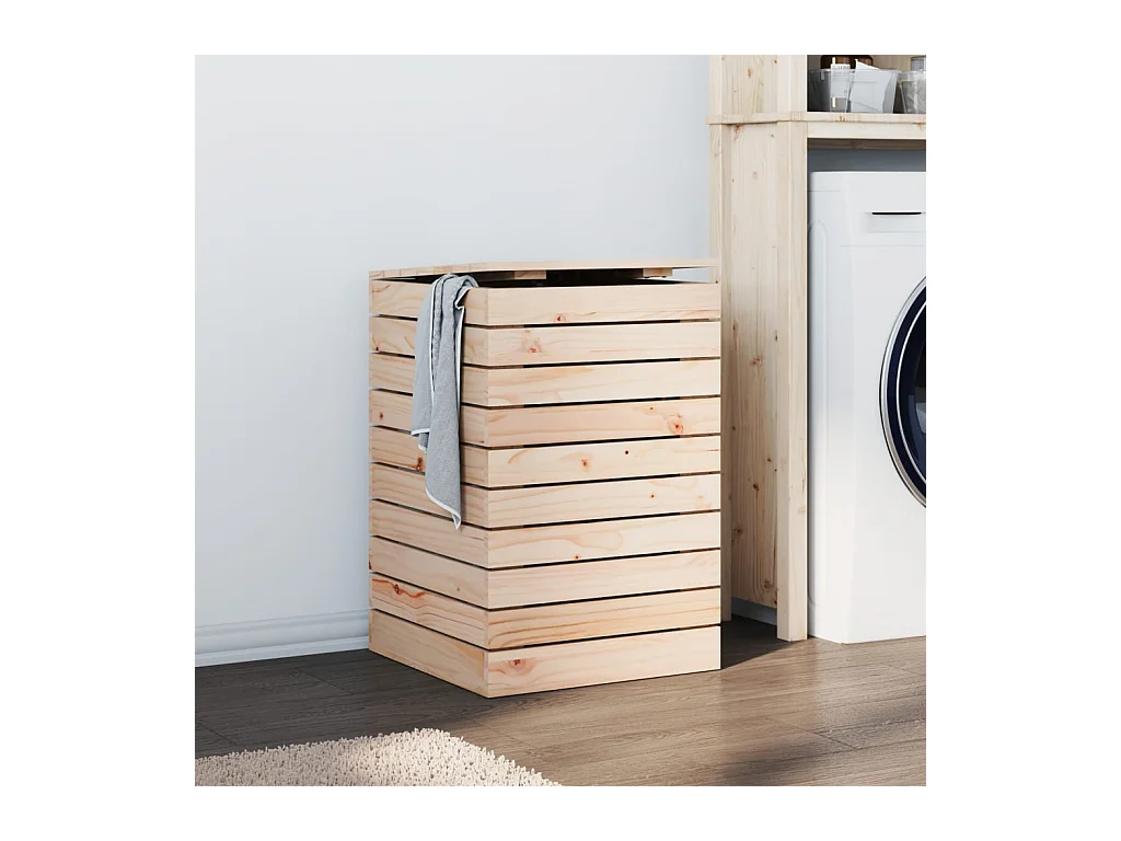 Panier à linge 44x44x66 cm bois massif de pin