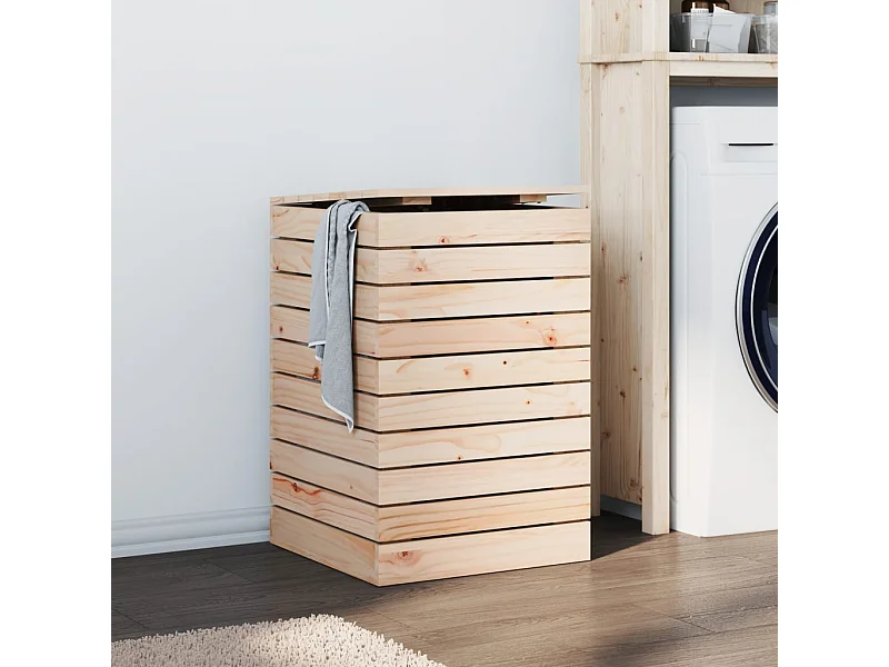 Panier à linge 44x44x66 cm bois massif de pin