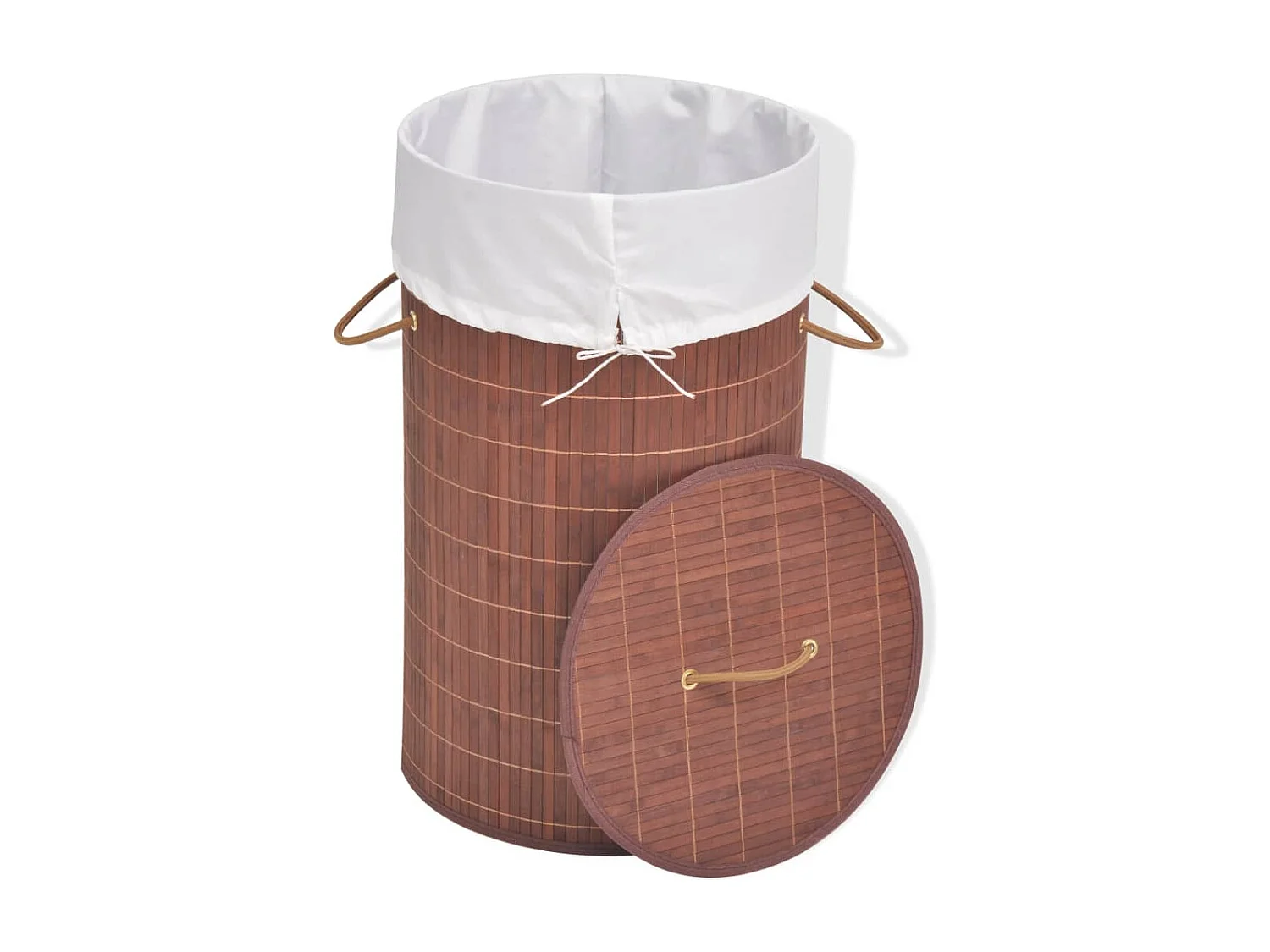 Panier à linge rond Bambou Marron