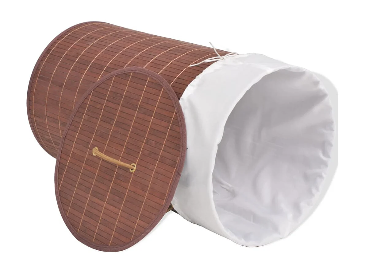 Panier à linge rond Bambou Marron