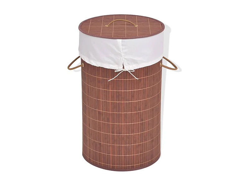 Panier à linge rond Bambou Marron