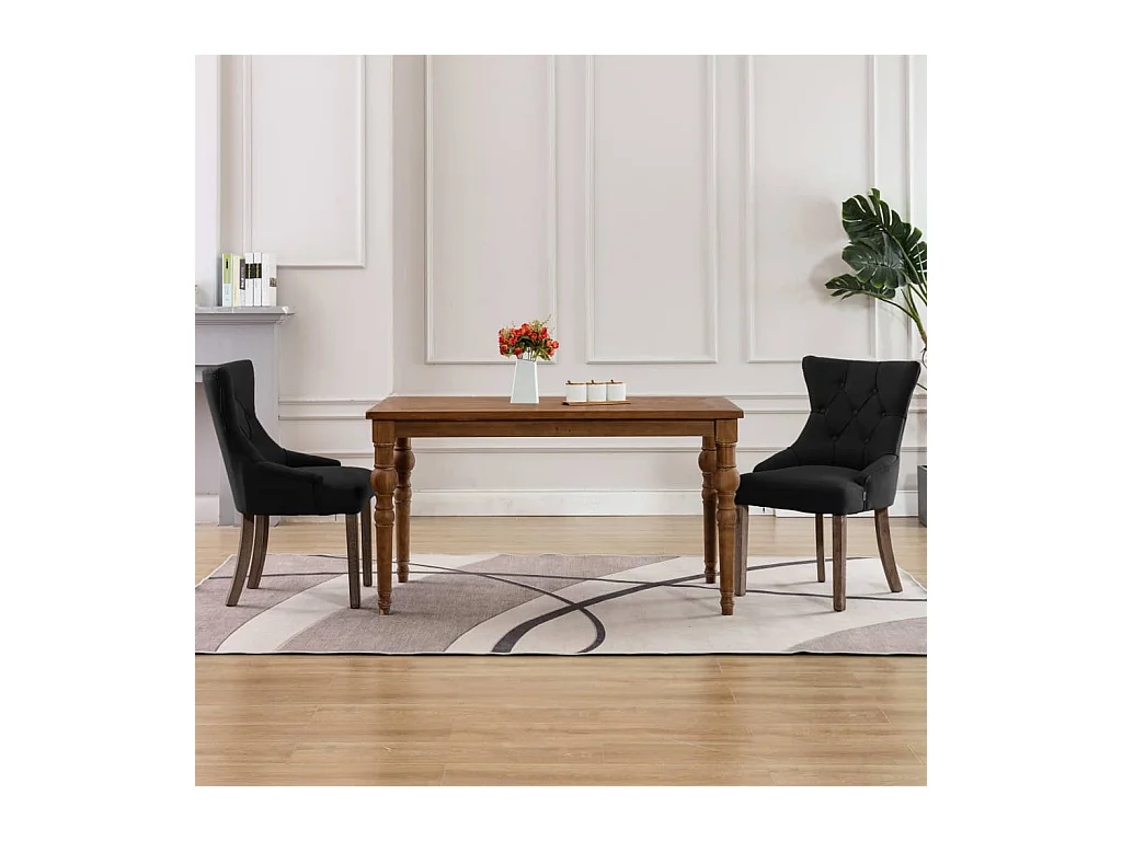 Chaises à manger lot de 2 noir tissu