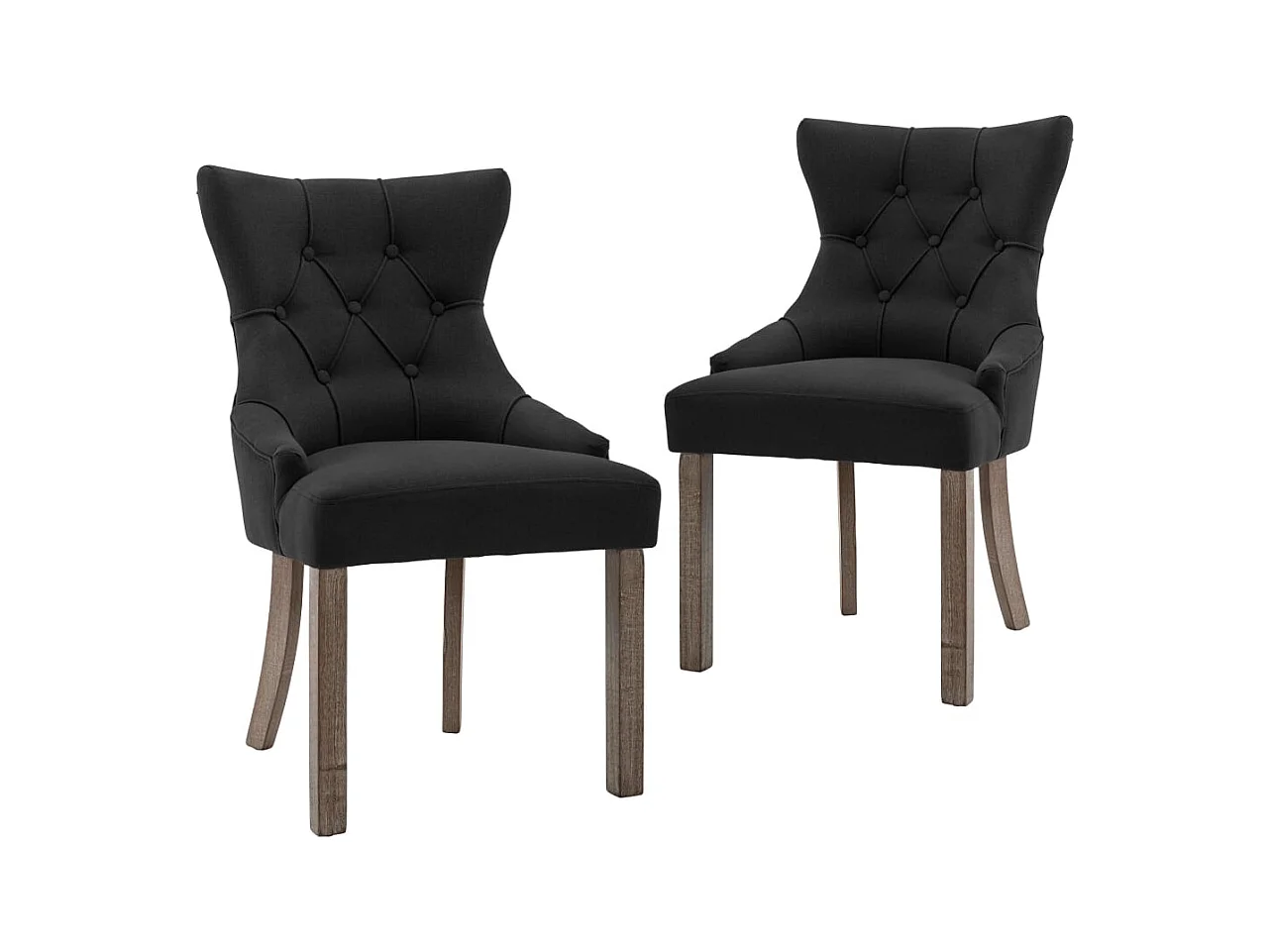 Juego de 2 sillas de comedor de tela negra