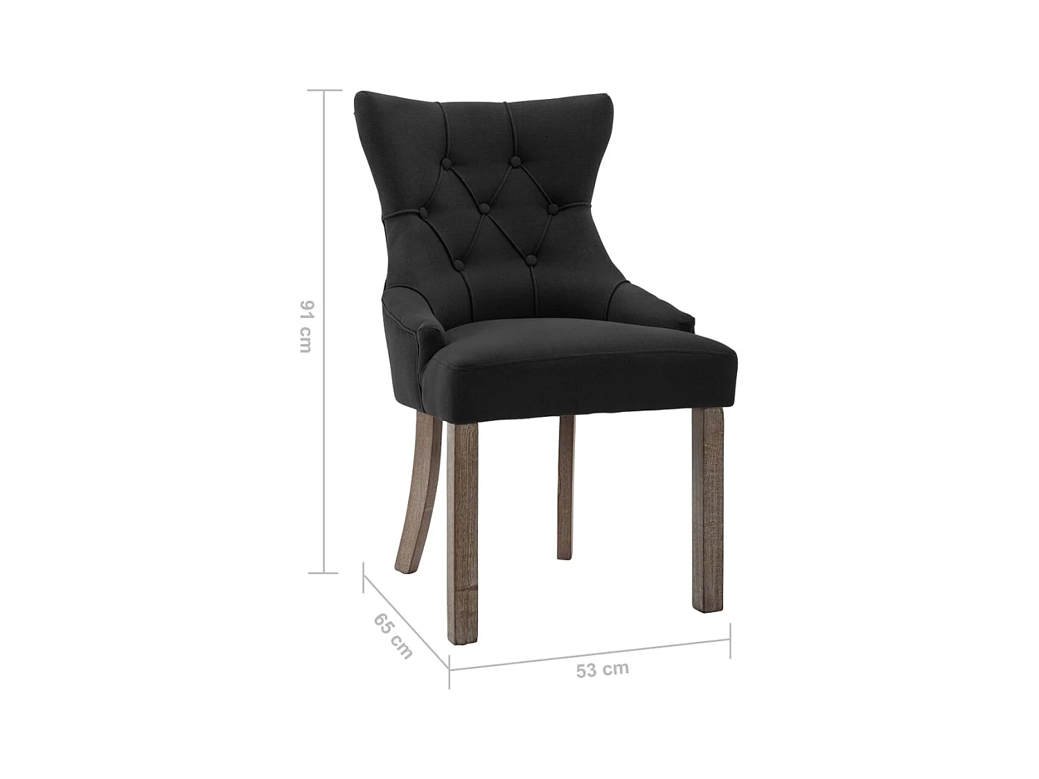 Juego de 2 sillas de comedor de tela negra