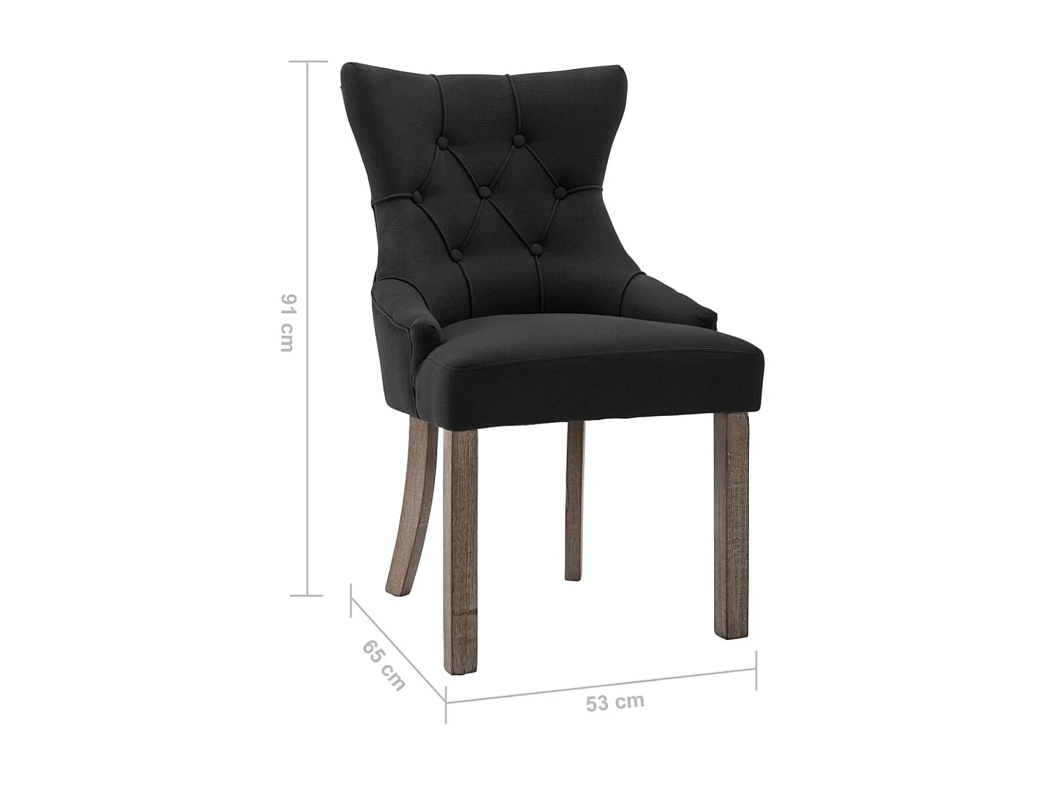 Set di 2 sedie da pranzo in tessuto nero