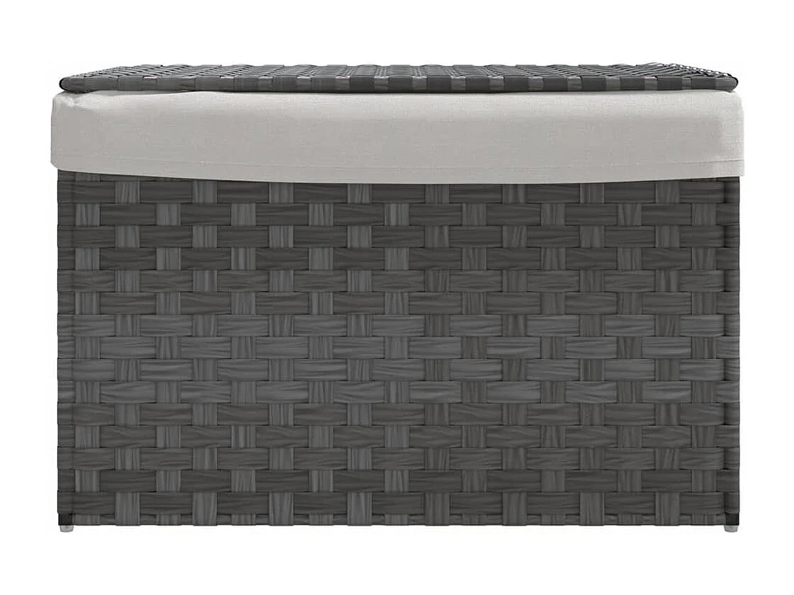 Cesto portabiancheria con coperchio grigio 55,5x35x34 cm in resina intrecciata