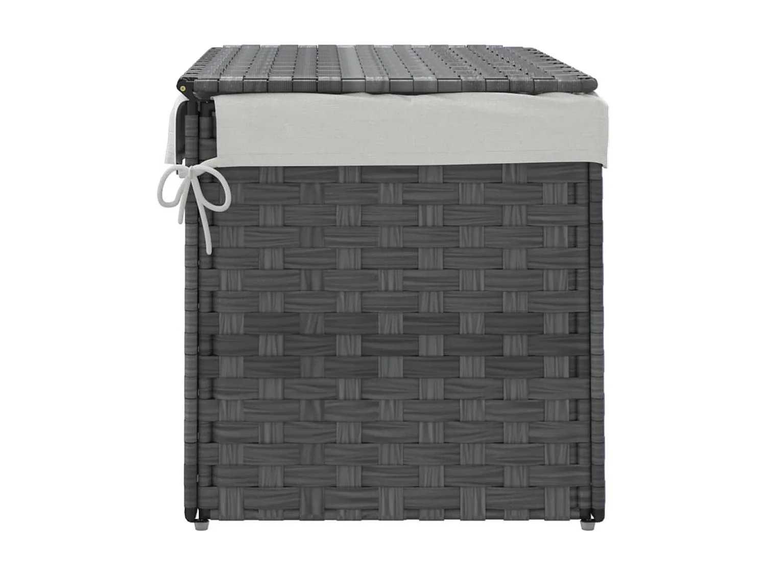 Cesto portabiancheria con coperchio grigio 55,5x35x34 cm in resina intrecciata