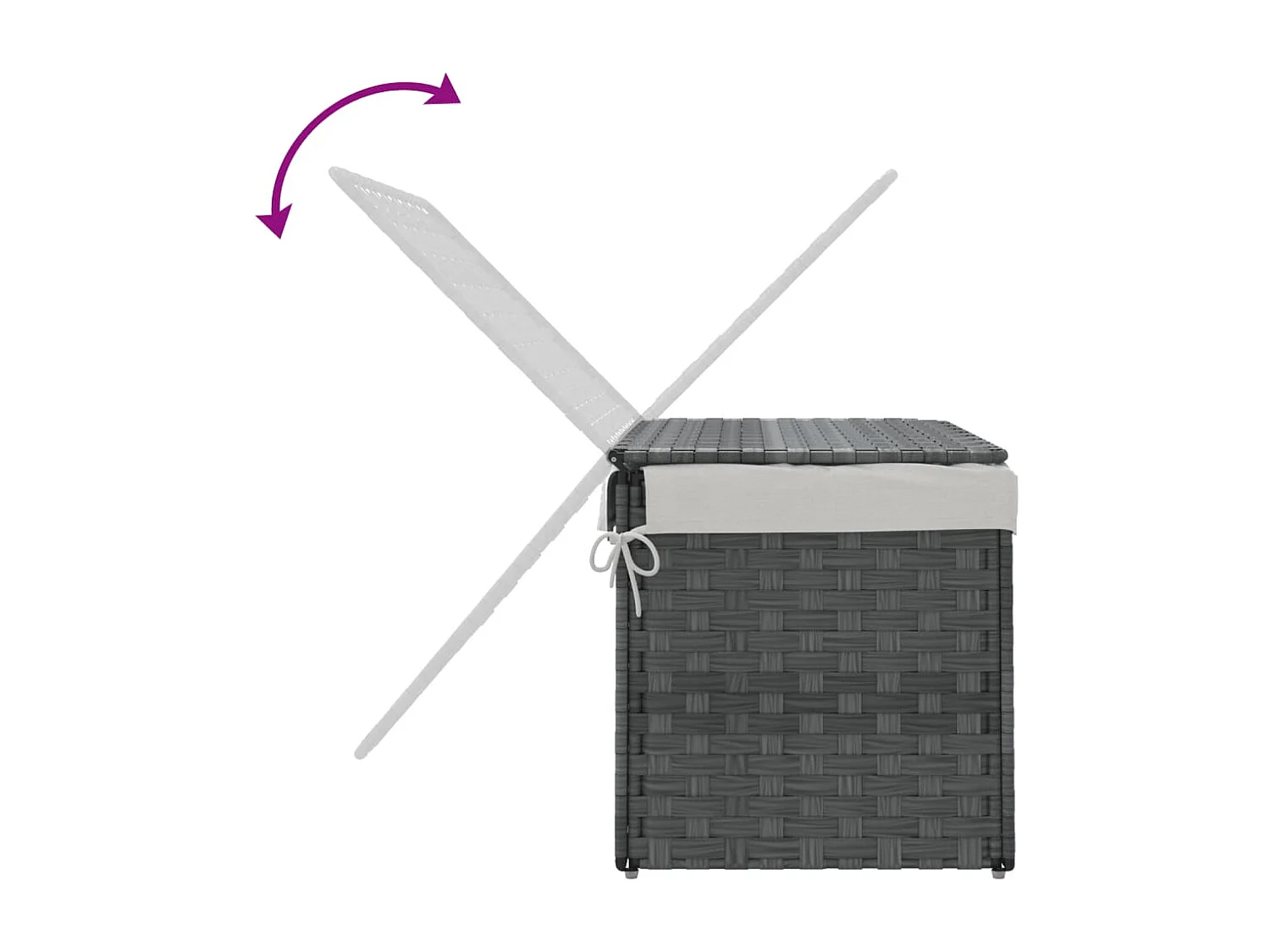 Cesto portabiancheria con coperchio grigio 55,5x35x34 cm in resina intrecciata