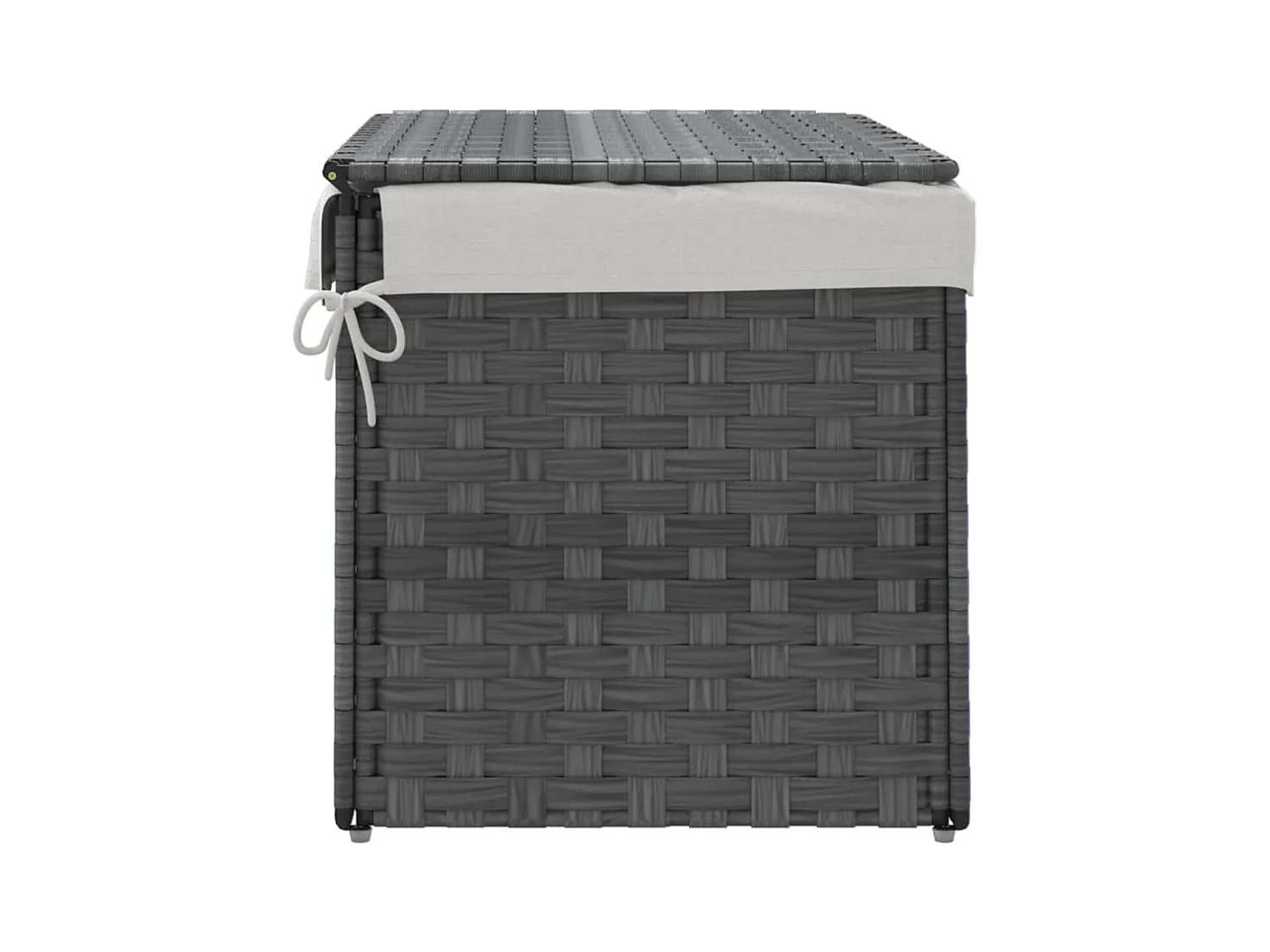 Panier à linge avec couvercle gris 55,5x35x34 cm résine tressée