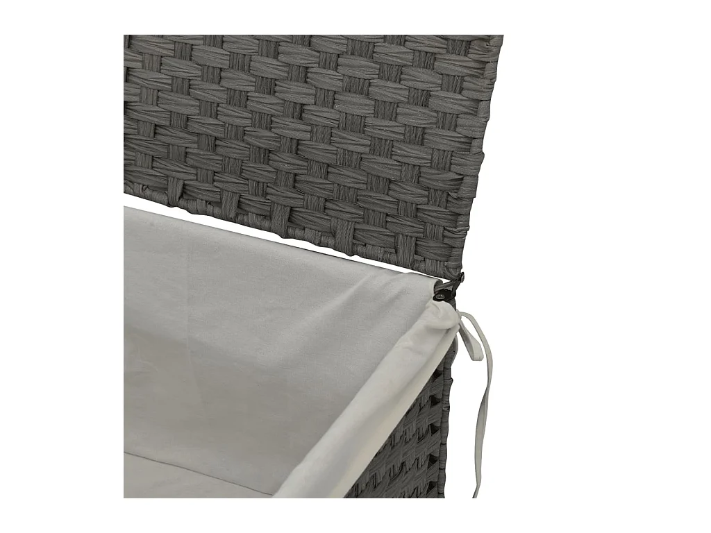 Panier à linge avec couvercle gris 55,5x35x34 cm résine tressée