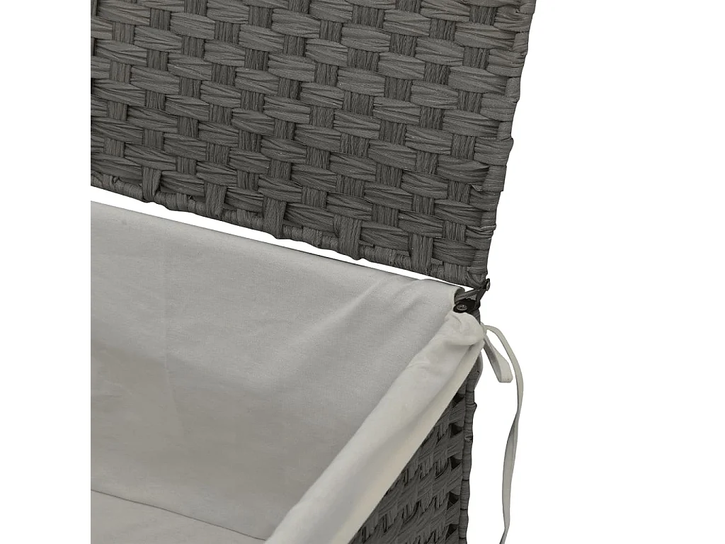 Panier à linge avec couvercle gris 55,5x35x34 cm résine tressée