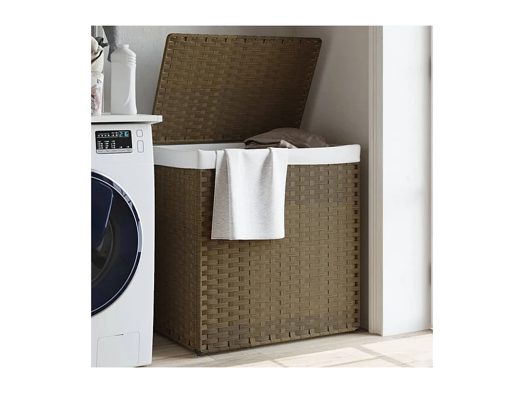Panier à linge avec 2 sections 53x35x57 cm résine tressée