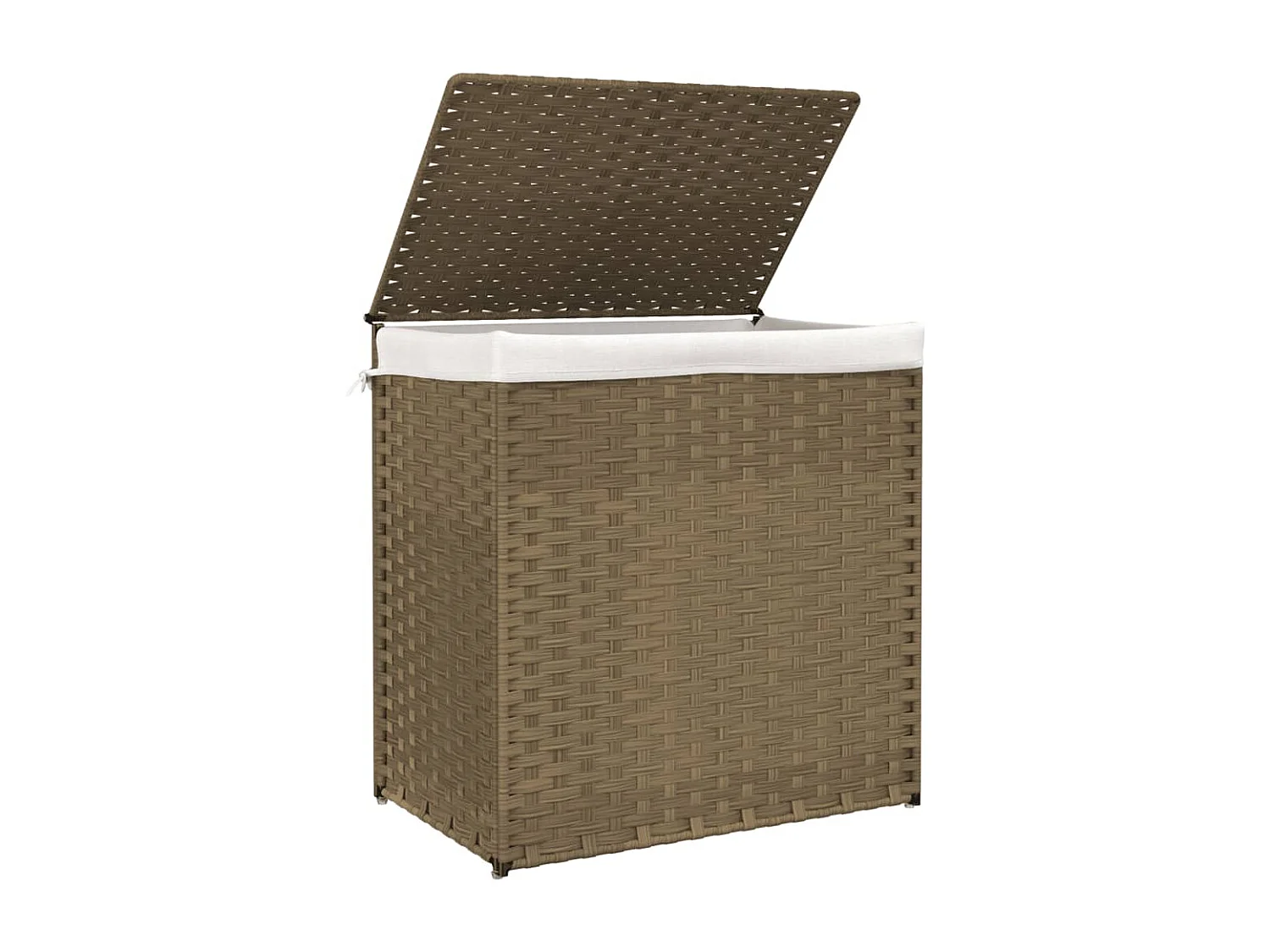 Panier à linge avec 2 sections 53x35x57 cm résine tressée