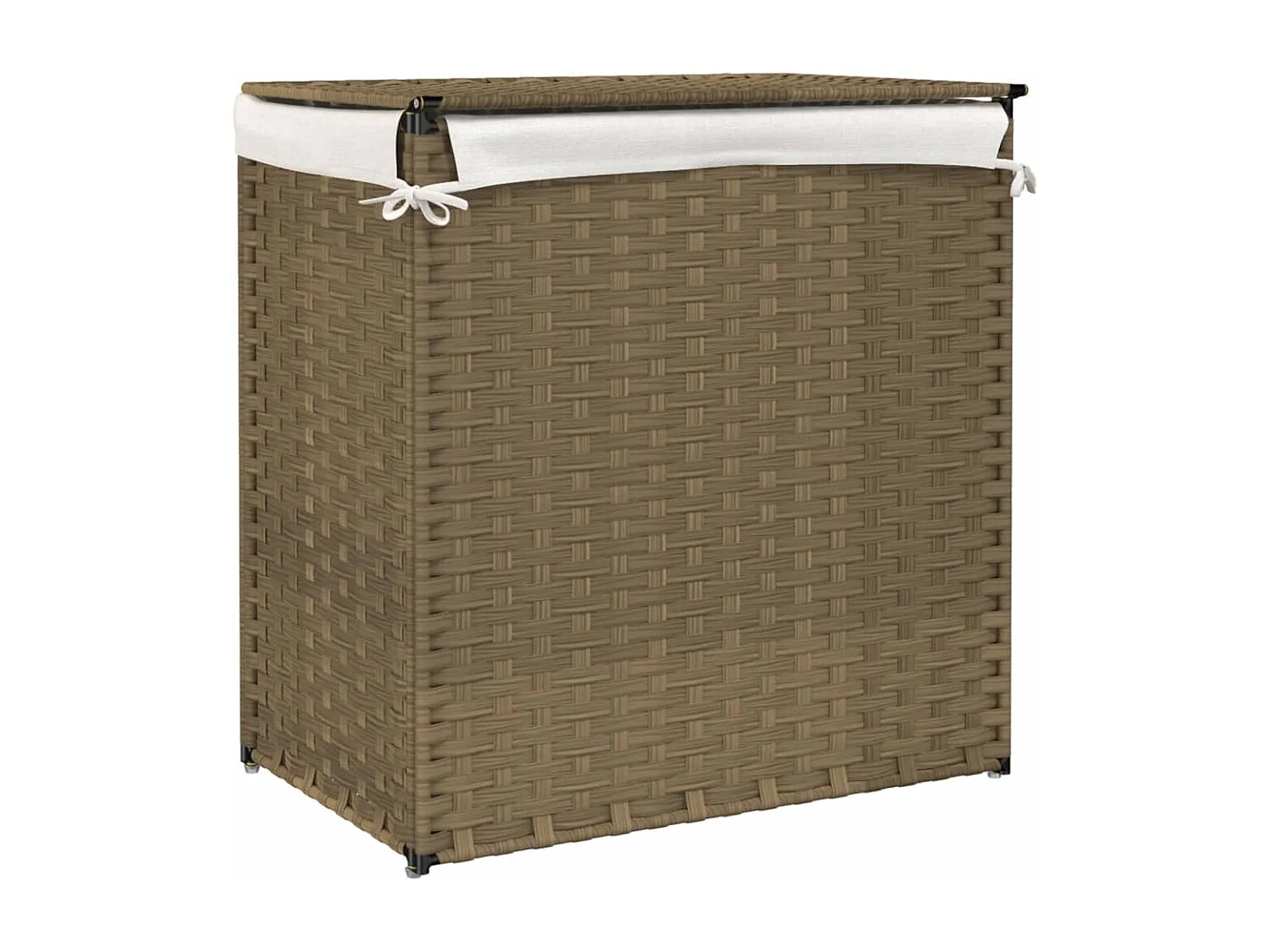 Panier à linge avec 2 sections 53x35x57 cm résine tressée