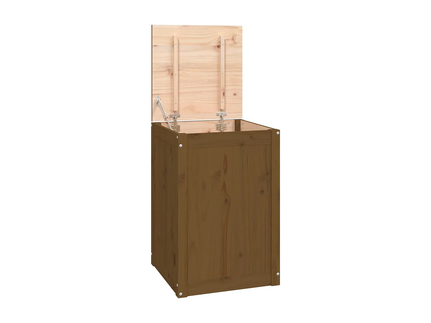 Boîte à linge Marron miel 44x44x66 cm Bois massif de pin