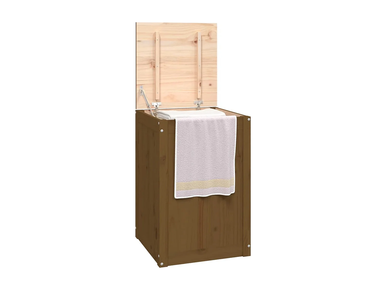 Boîte à linge Marron miel 44x44x66 cm Bois massif de pin