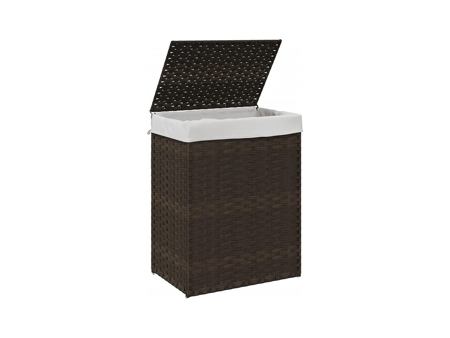 Panier à linge avec couvercle marron foncé résine tressée
