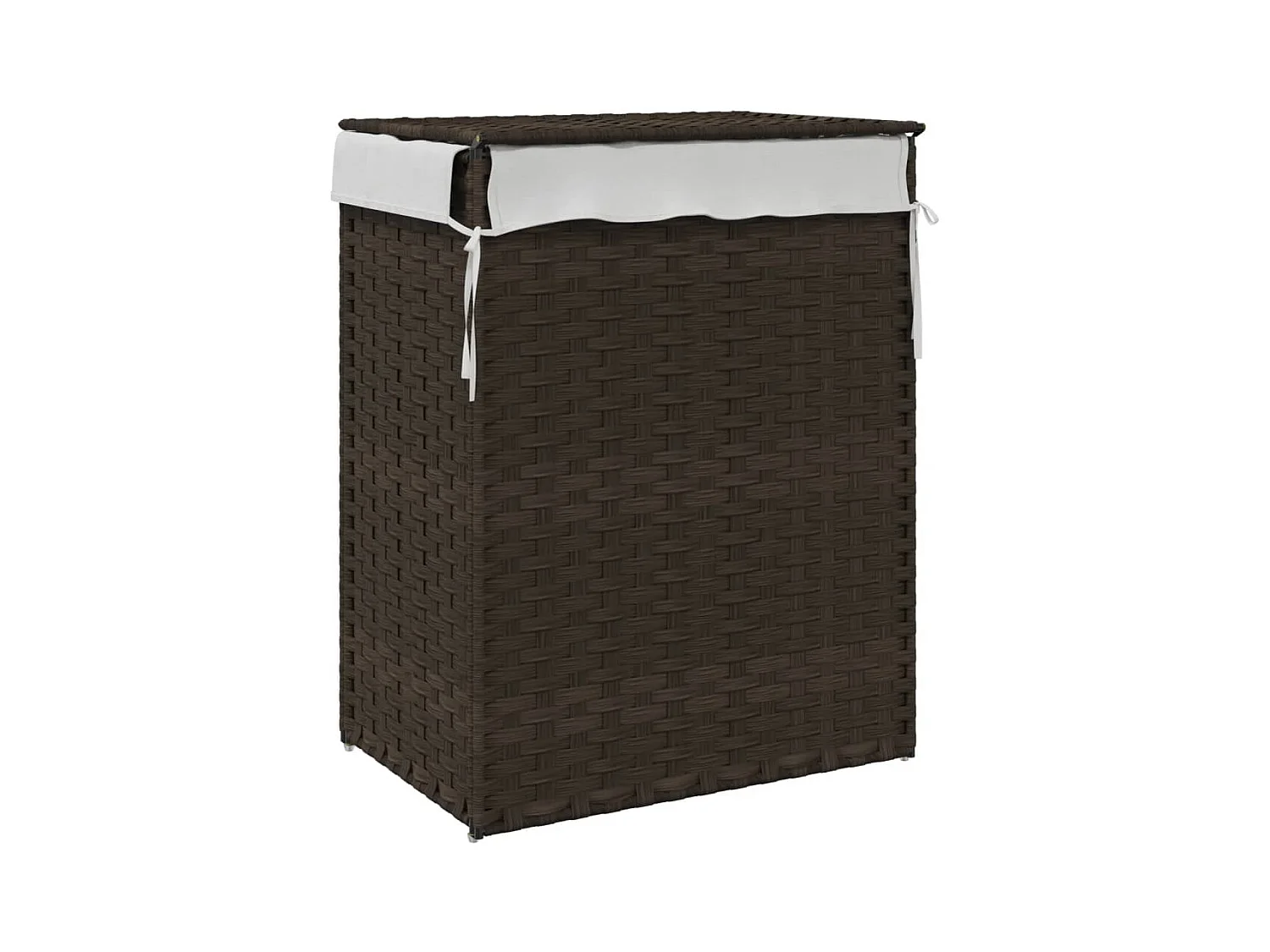 Panier à linge avec couvercle marron foncé résine tressée