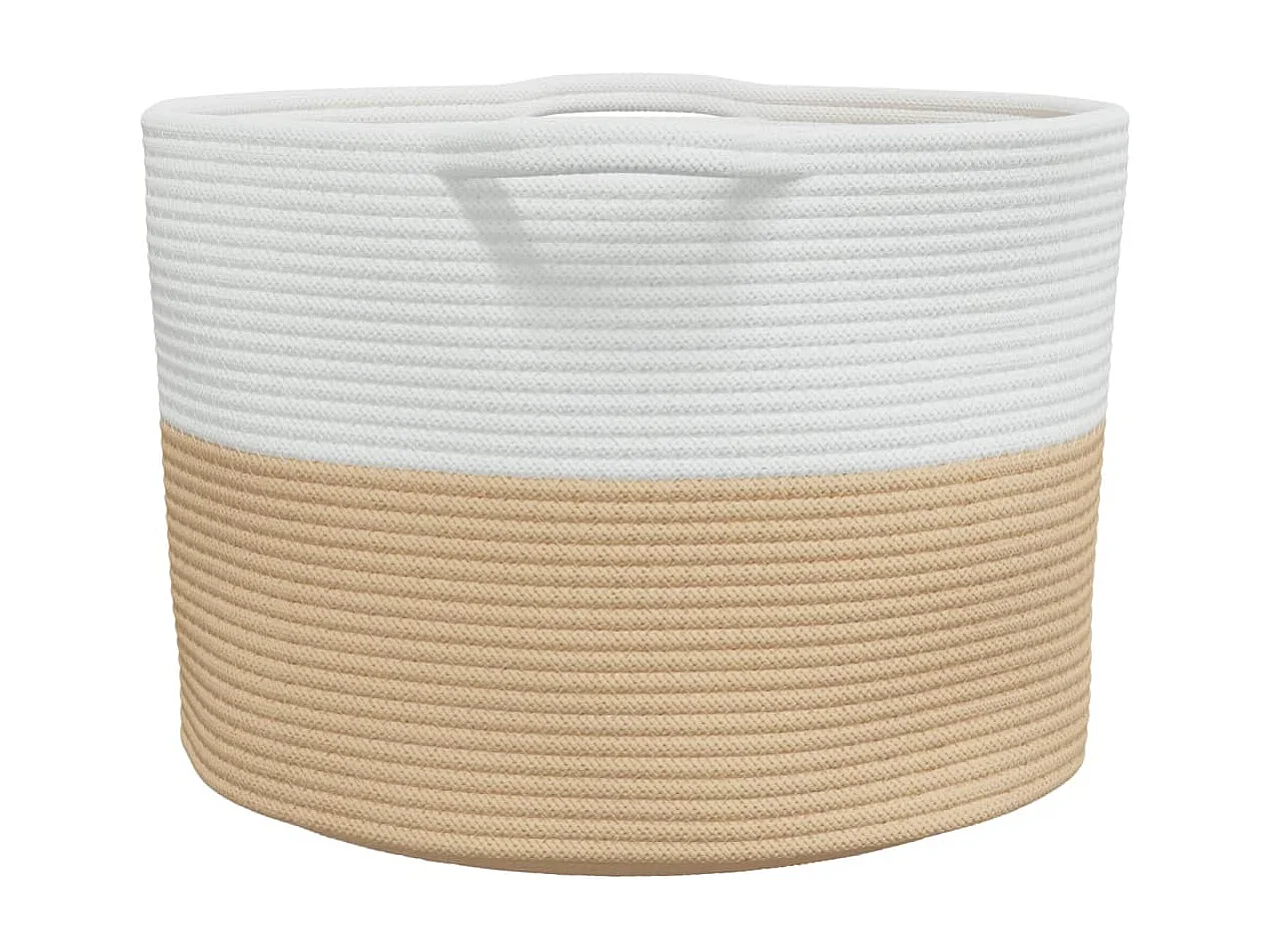 Cesto portabiancheria beige e bianco Ø55x36 cm cotone