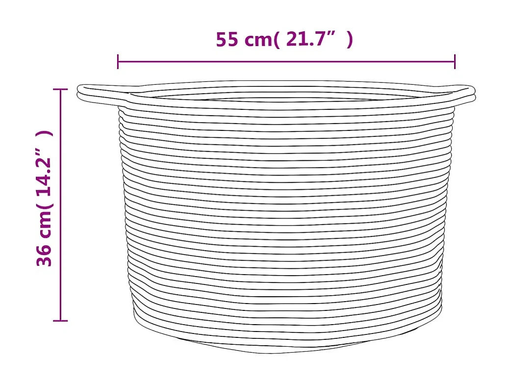 Cesto portabiancheria beige e bianco Ø55x36 cm cotone