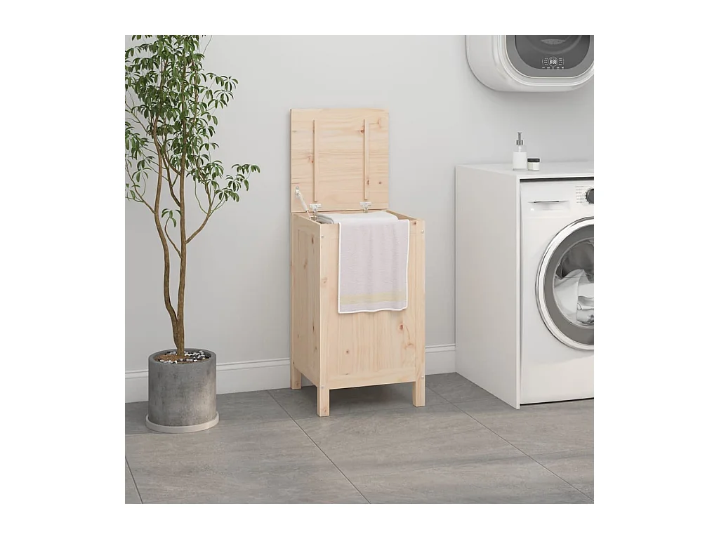 Boîte à linge 44x44x76 cm Bois massif de pin