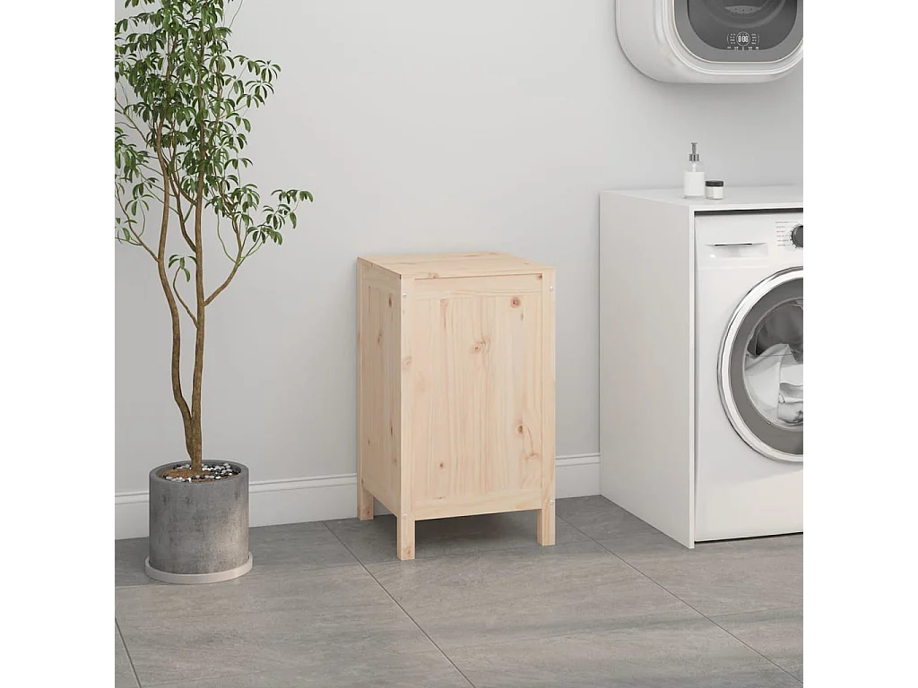 Boîte à linge 44x44x76 cm Bois massif de pin