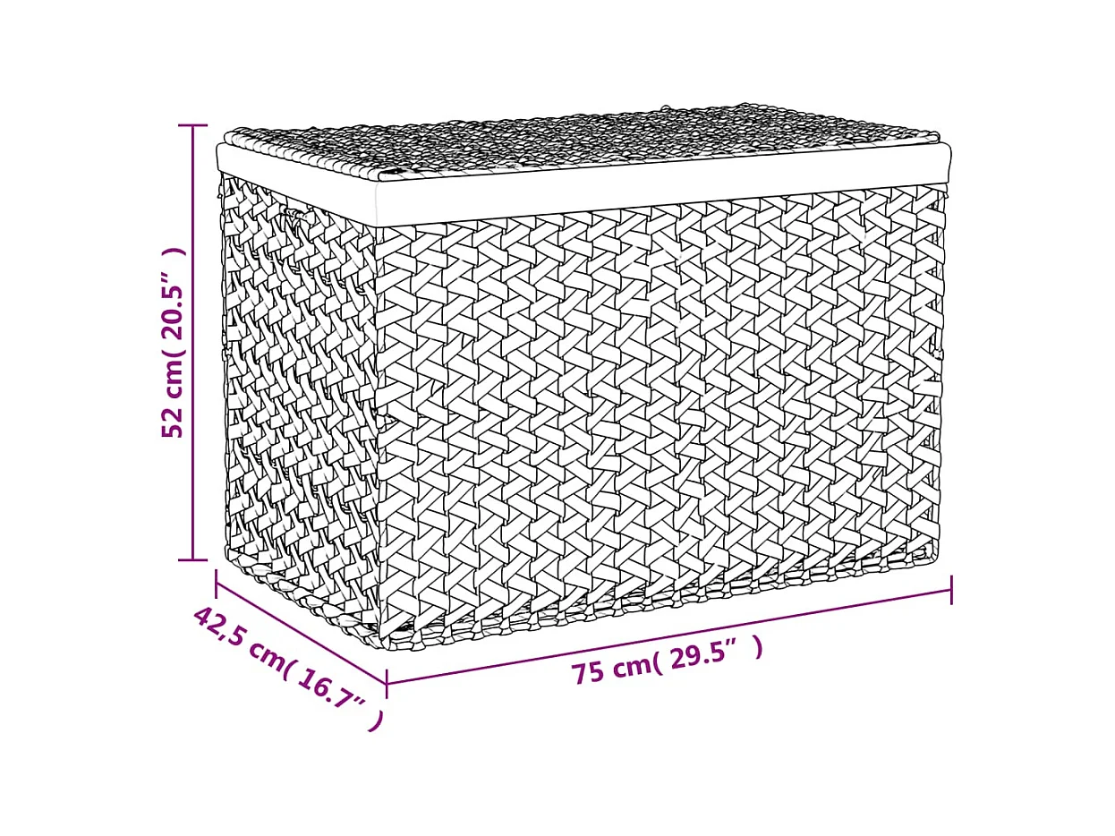 Panier à linge avec 3 sections 75x42,5x52 cm hyacinthe d'eau