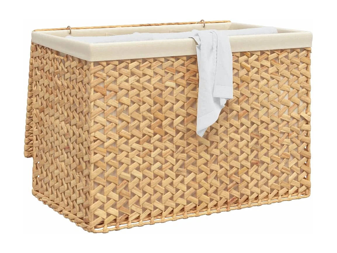 Cesta para la ropa sucia con 3 secciones 75x42,5x52 cm jacinto de agua