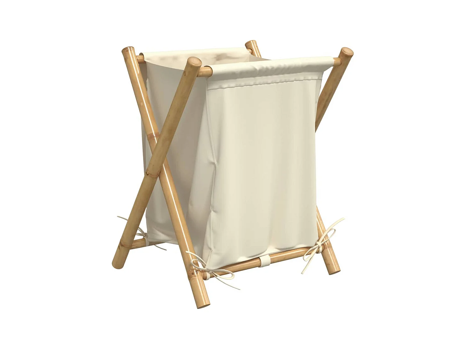 Panier à linge blanc crème 45x55x63,5 cm bambou